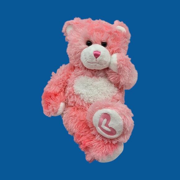 Shaggy Pink Stuffed 15" Teddy Magnetic Paws Build-A-Bear Plush Embroidered Heart - Picture 3 of 14